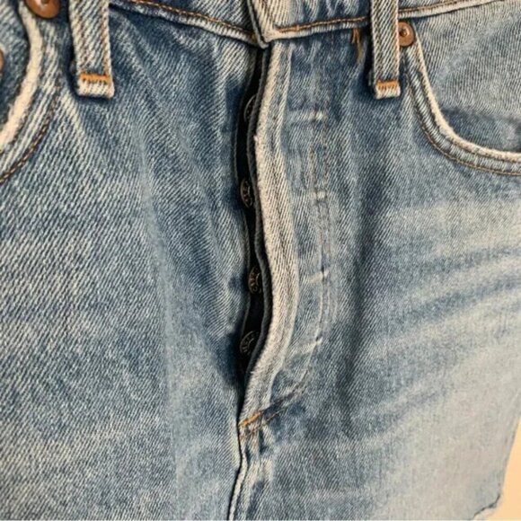 Agolde Denim Button Fly Mini Skirt 24 - Picture 7 of 7